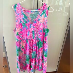 Lily Pulitzer Lorina Floral V neck dress XL